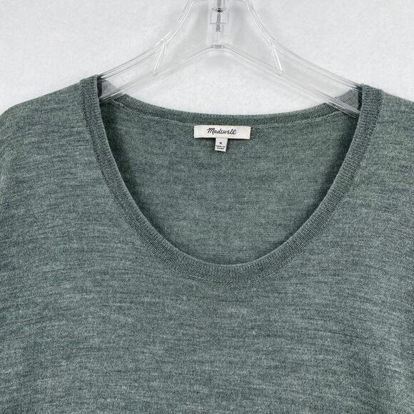 Madewell Merino Wool Sweater Women's Size M Grayish Green High Low Hem - Picture 2 of 11